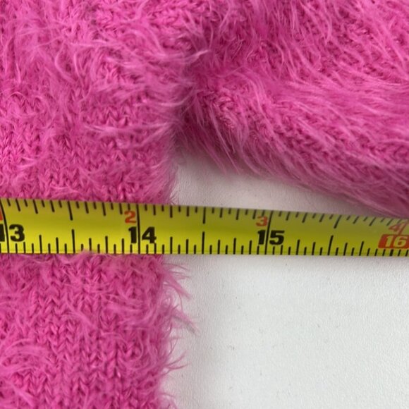 Paper Heart Pink Fluffy Short Sleeved fitted Sweater - Picture 4 of 6